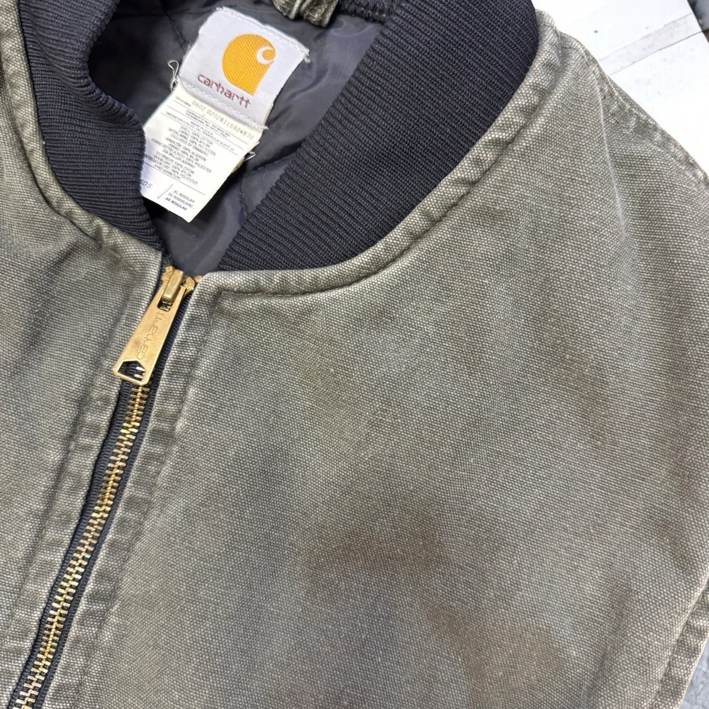 Carhartt Duck Canvas Insulated Work Vest Olive Green XL USA Made